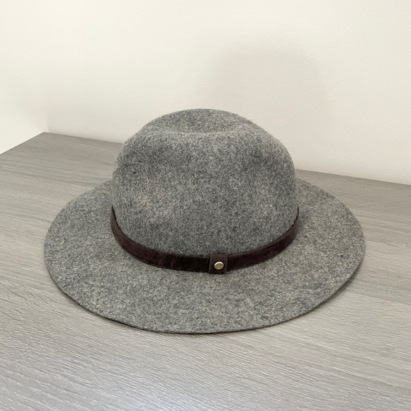 Phenix Gray 100% Wool Hat 100% Leather Trim - Picture 1 of 5